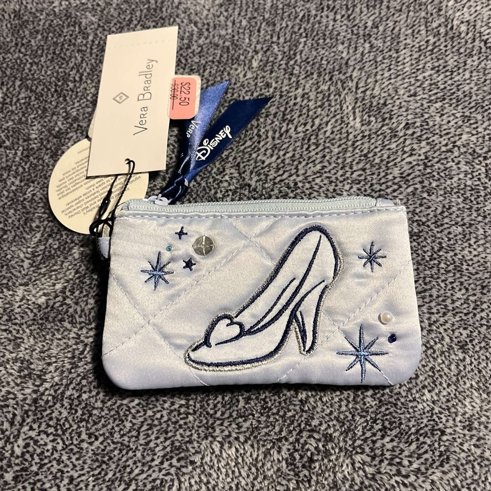 Vera Bradley Disney Cinderella Quilted Zip ID case in Light Blue